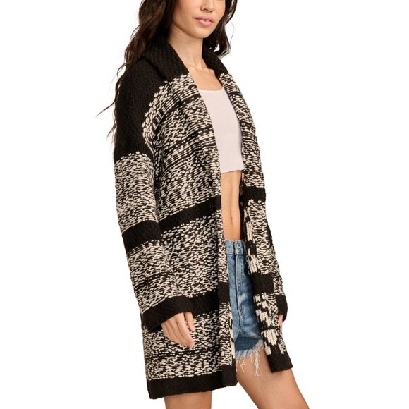 Lucky Brand Women's Fairisle Shawl Collar Open-Front Coatigan Black Size XL $149 - Picture 2 of 3
